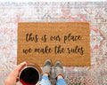 This Is Our Place Coir Doormat: Funny House Rules Welcome Mat