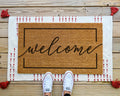 HamlinRowShop Cursive Coir Welcome Door Mat Natural Brown