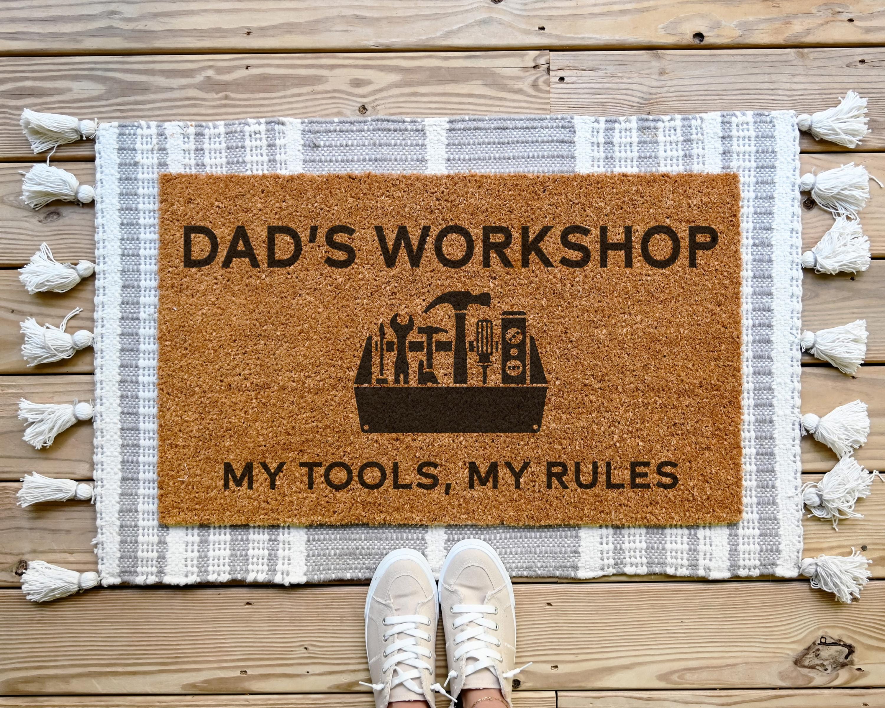 HamlinRowShop Dad's Workshop Coir Doormat My Tools My Rules