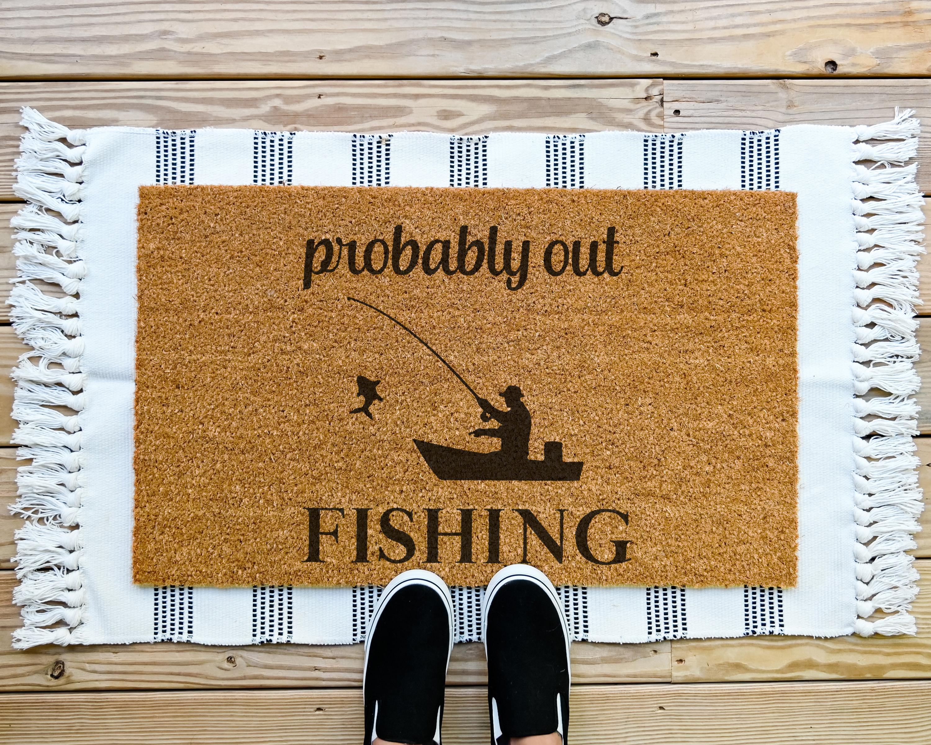 Natural Coir Doormat Probably Out Fishing Funny Welcome Mat