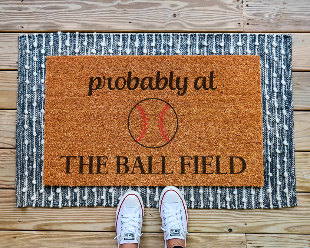 HamlinRowShop Funny Golf Doormat 'Probably At The Golf Course'