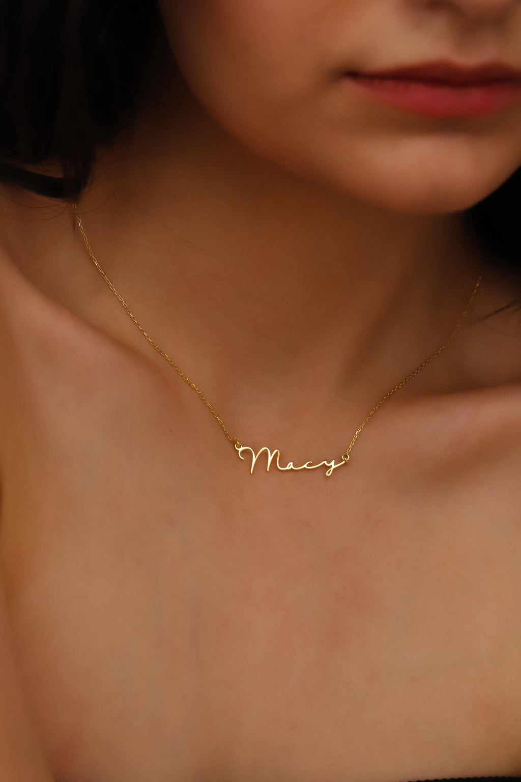SilverGoldandRose 10K Solid Gold Name Necklace Personalized Dainty Jewelry