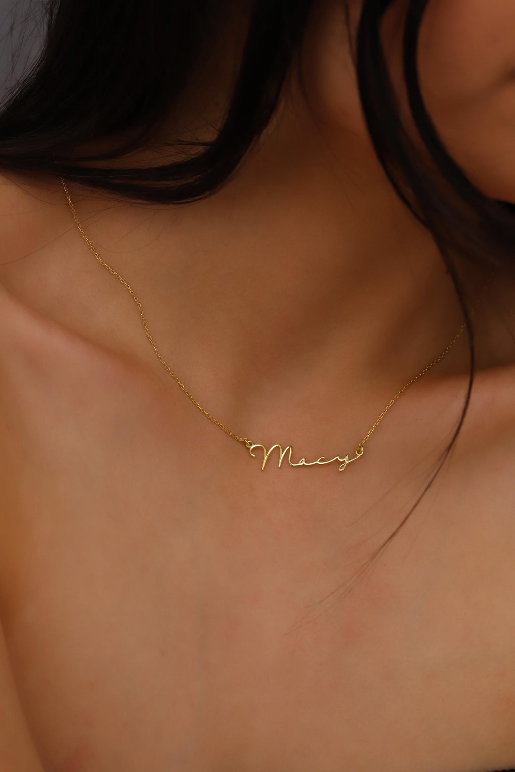 SilverGoldandRose 10K Solid Gold Name Necklace Personalized Dainty Jewelry