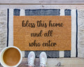 Bless This Home Coir Doormat Custom Housewarming Gift Outdoor Entry Mat