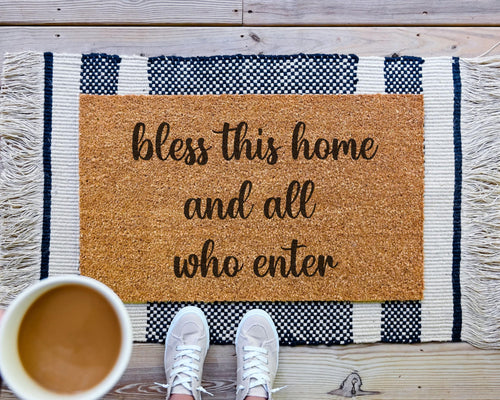 Bless This Home Coir Doormat Custom Housewarming Gift Outdoor Entry Mat