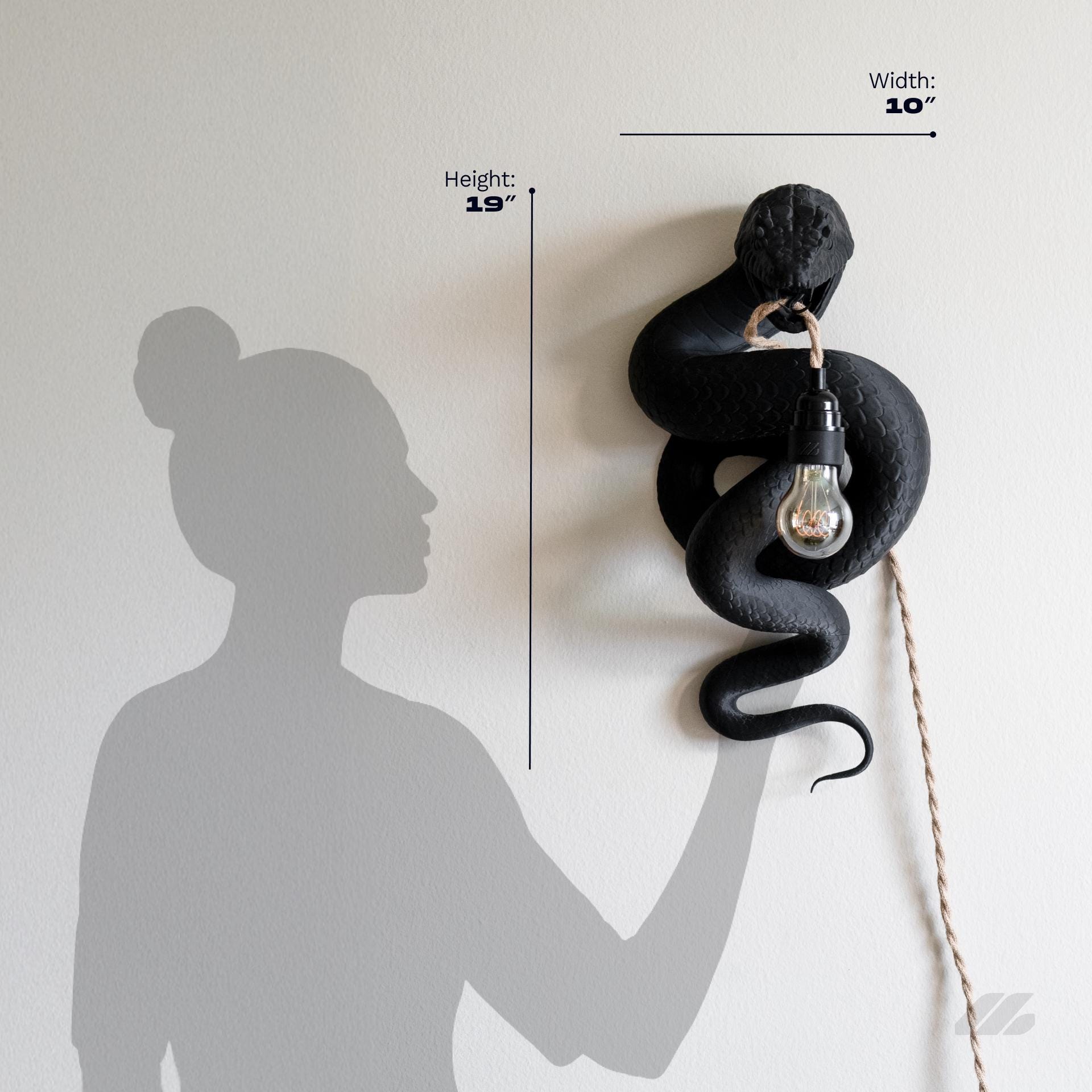 April16studio Sculptural Serpent Wall Sconce Black Snake Lamp