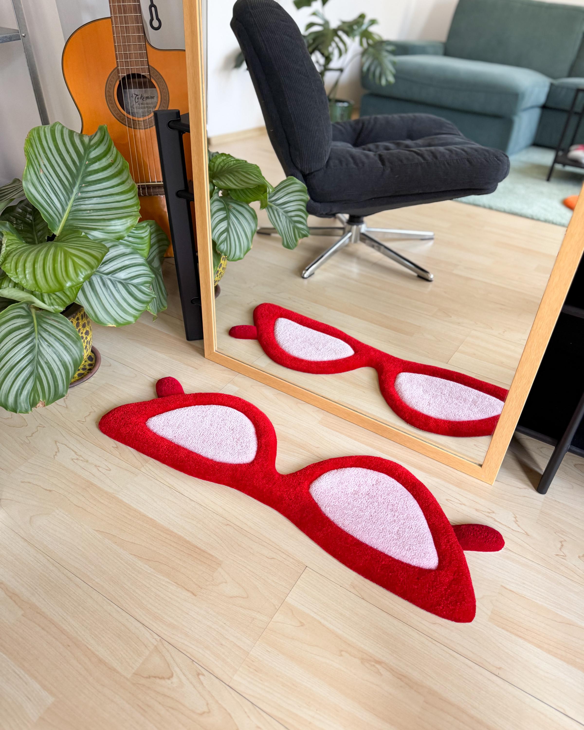 LargoModern Cat Eye Glasses Tufted Rug Handmade Fluffy Acrylic