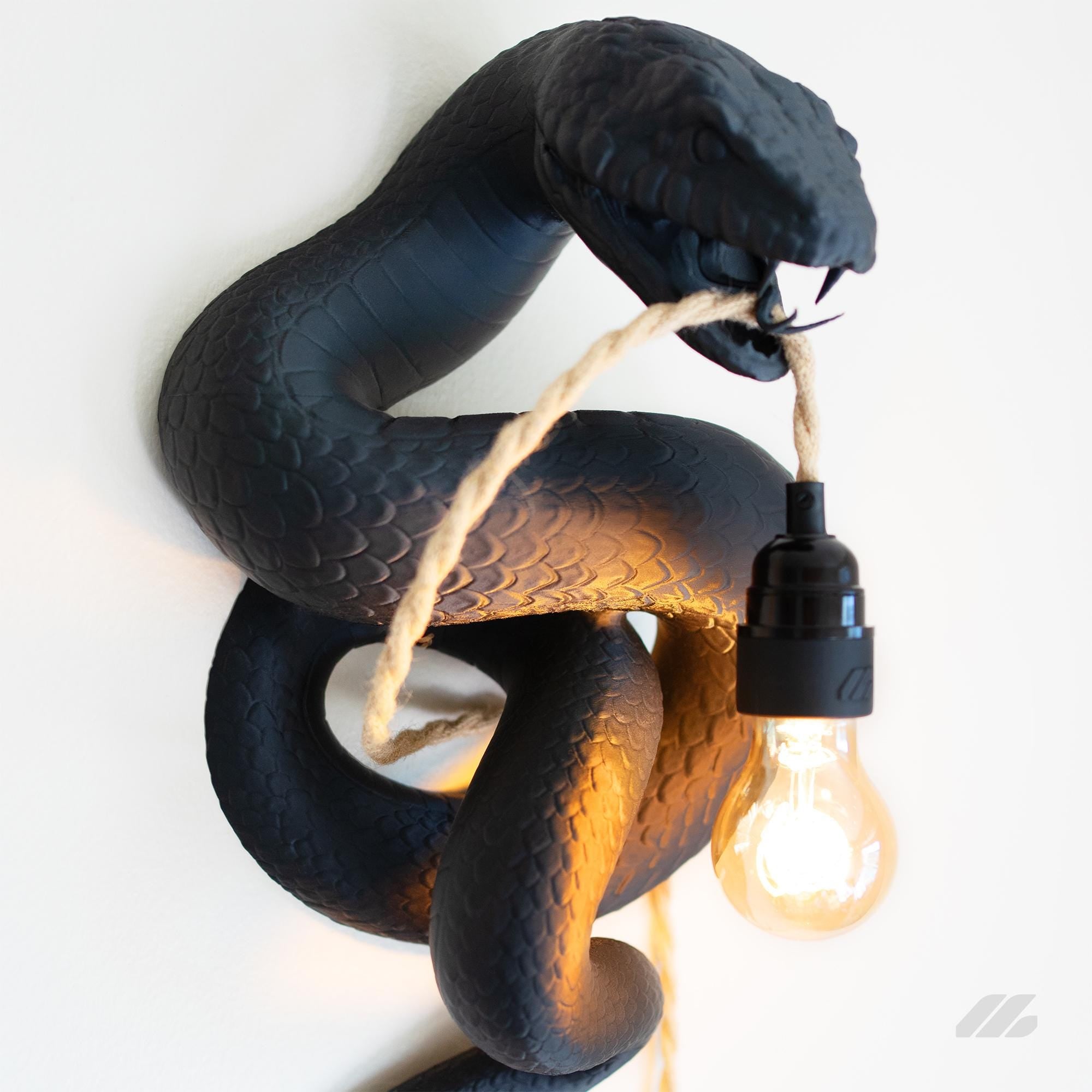 April16studio Sculptural Serpent Wall Sconce Black Snake Lamp