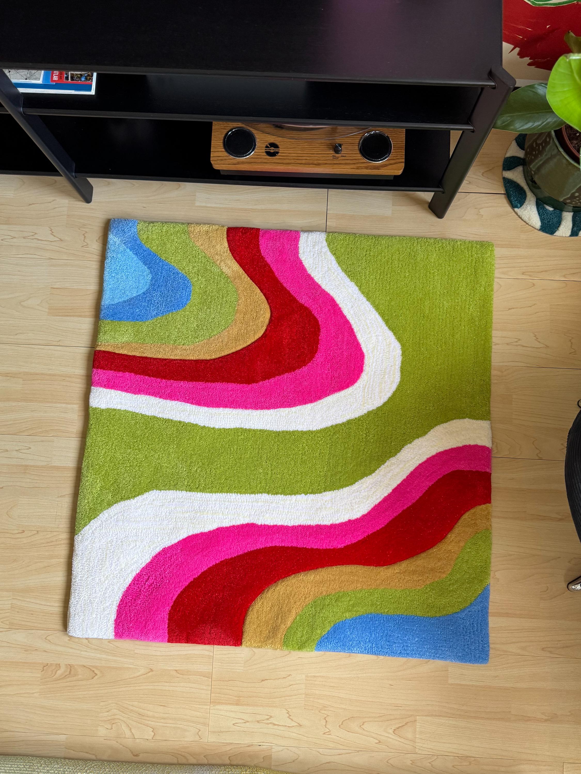 LargoModern Colorful Square Handmade Tufted Rug Retro Multicolor
