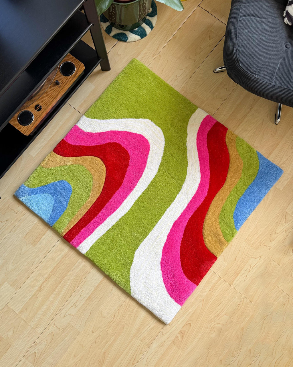LargoModern Colorful Square Handmade Tufted Rug Retro Multicolor