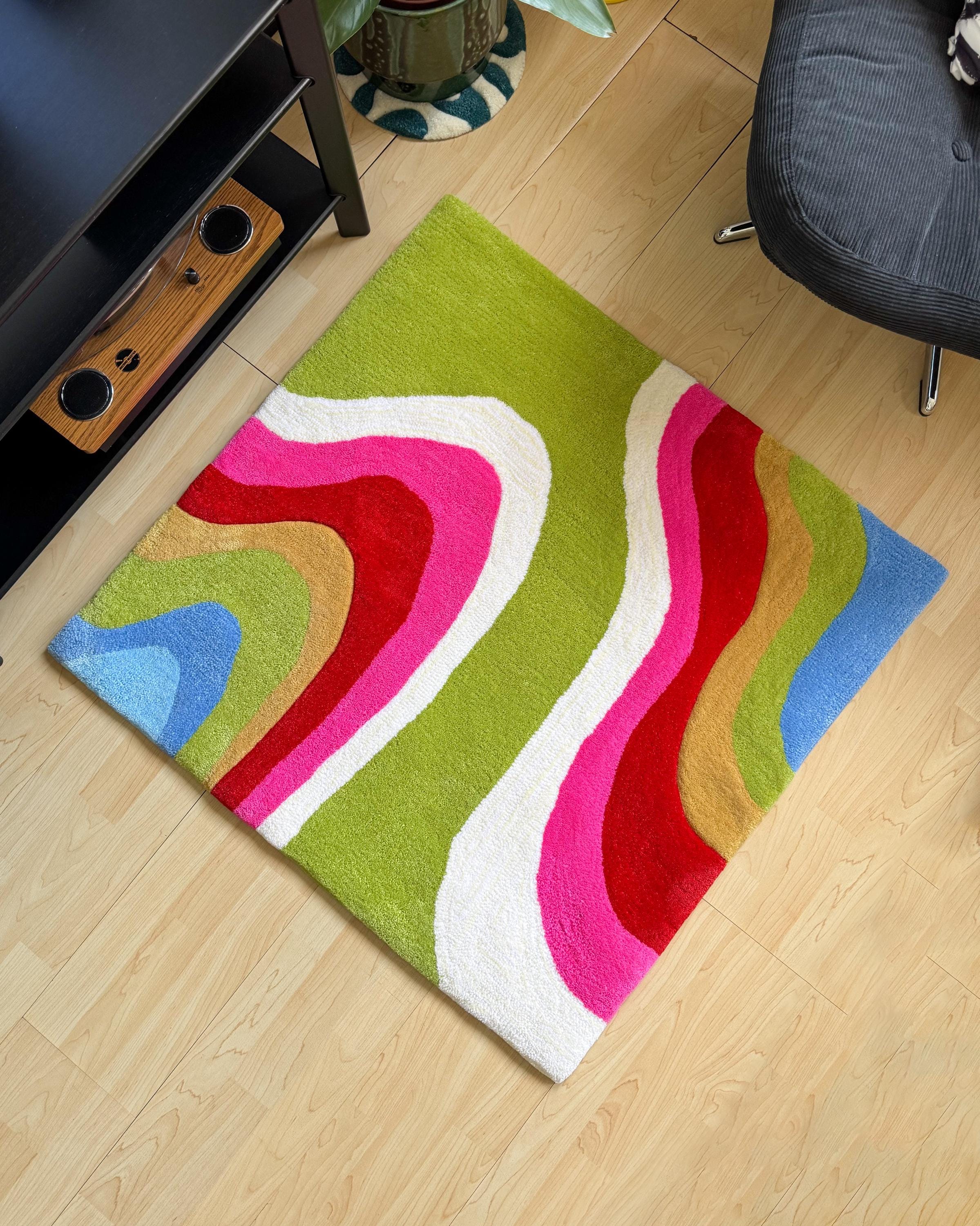 LargoModern Colorful Square Handmade Tufted Rug Retro Multicolor