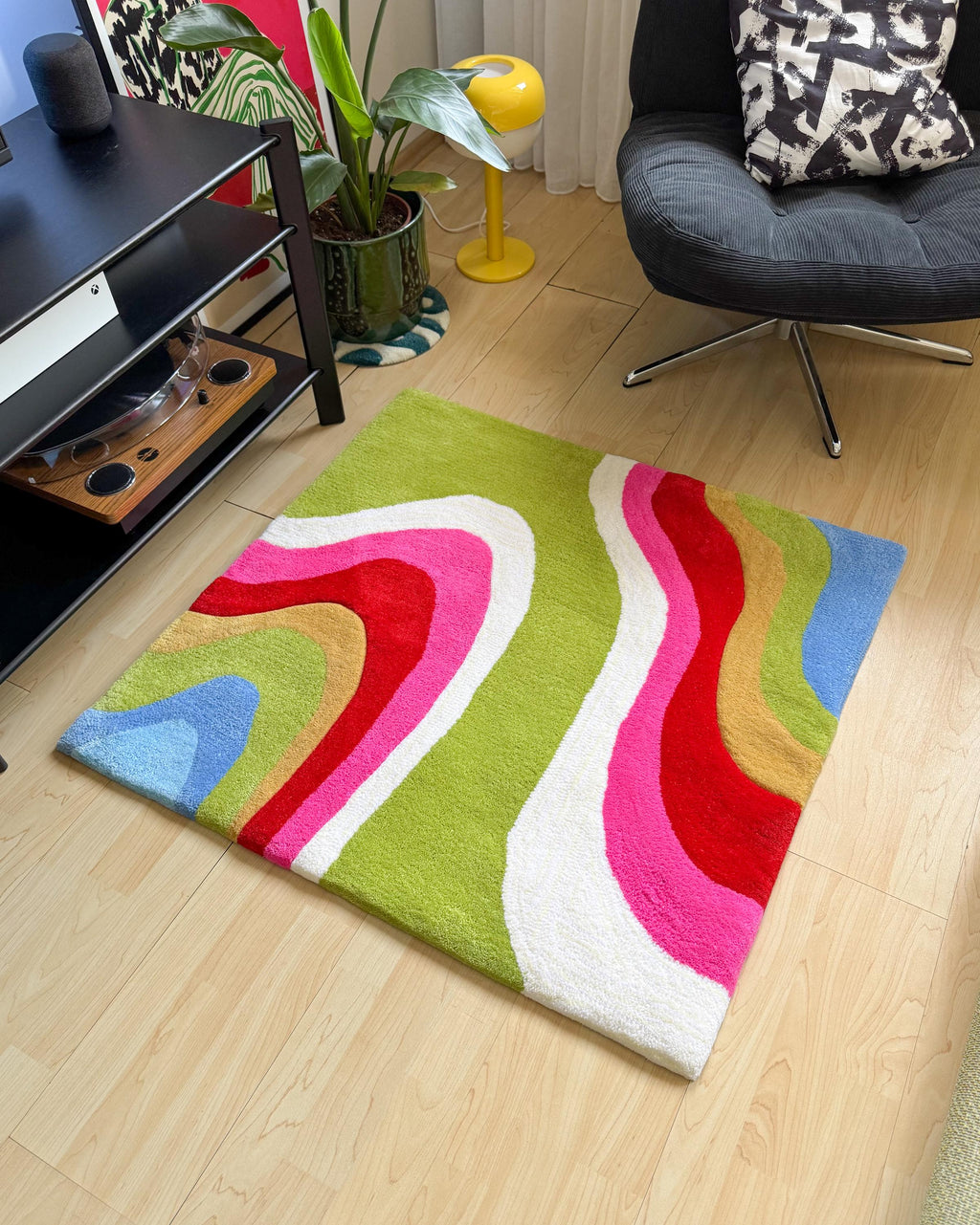 LargoModern Colorful Square Handmade Tufted Rug Retro Multicolor