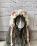stellarPride Fluffy Pink Cat Ear Headband Handmade Knitted Cosplay
