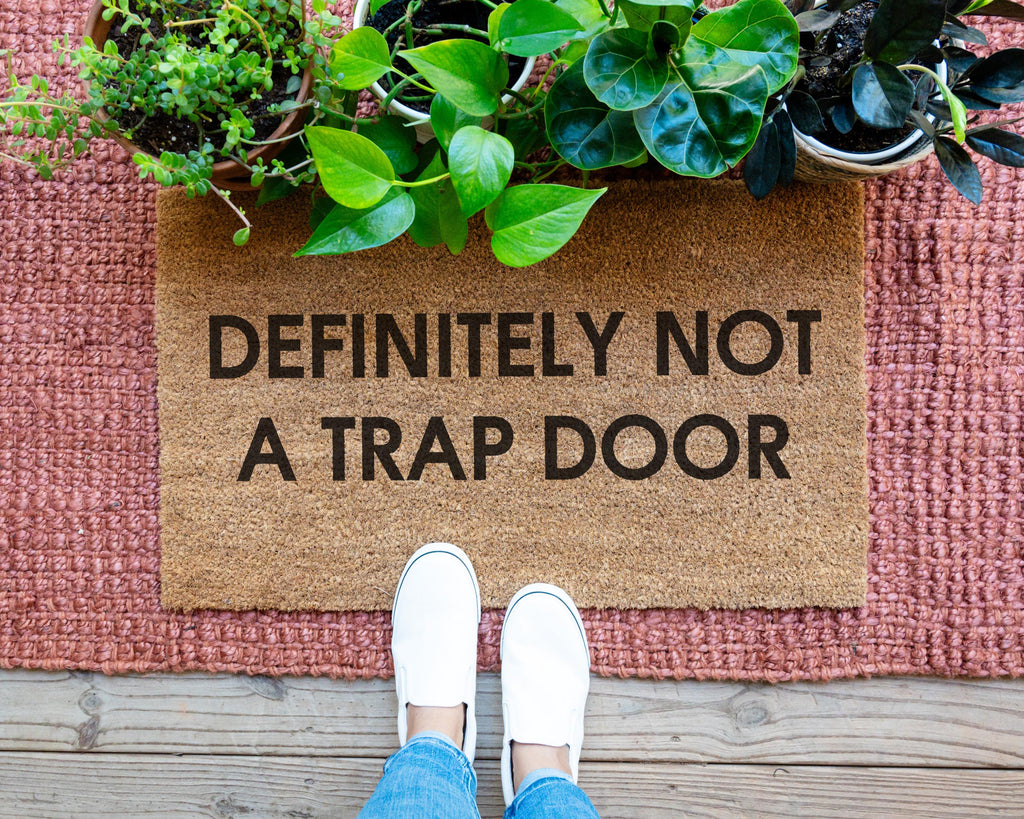 Funny Coir Doormat - Definitely Not a Trap Door Design