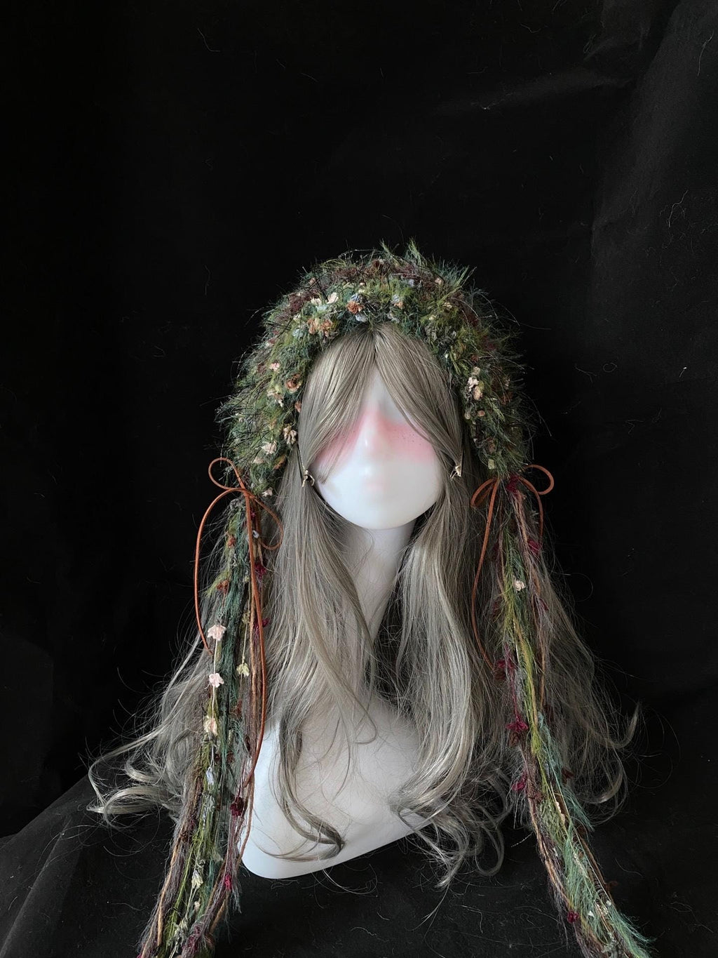 StellarPride Handmade Forest Headband Fluffy Floral Yarn Boho Fairycore Accessory