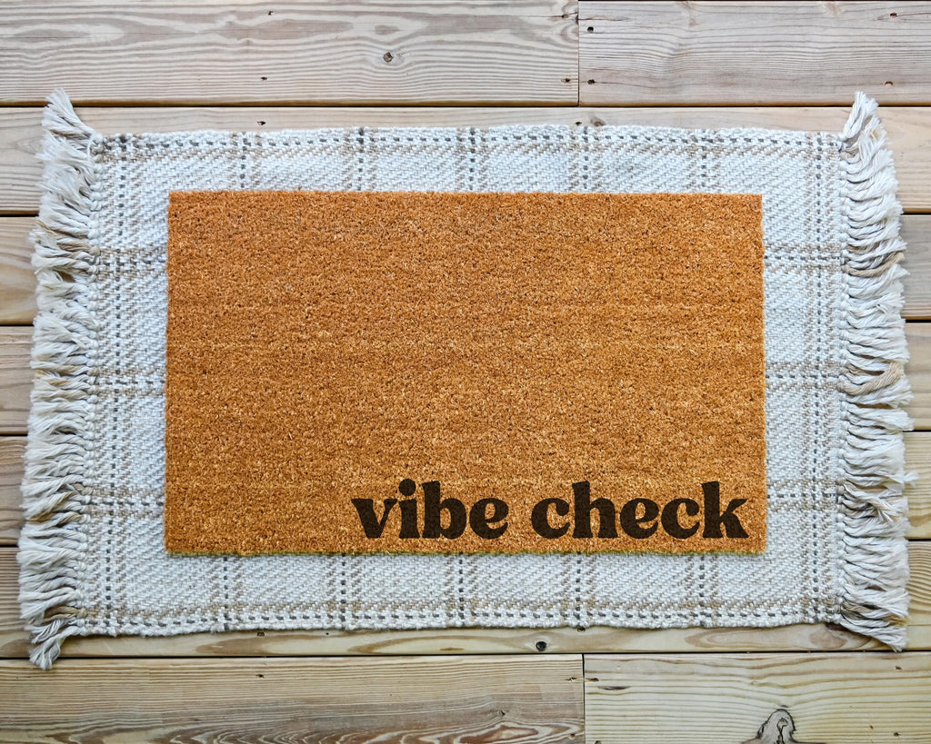 HamlinRowShop Vibe Check Coir Doormat Funny Welcome Mat