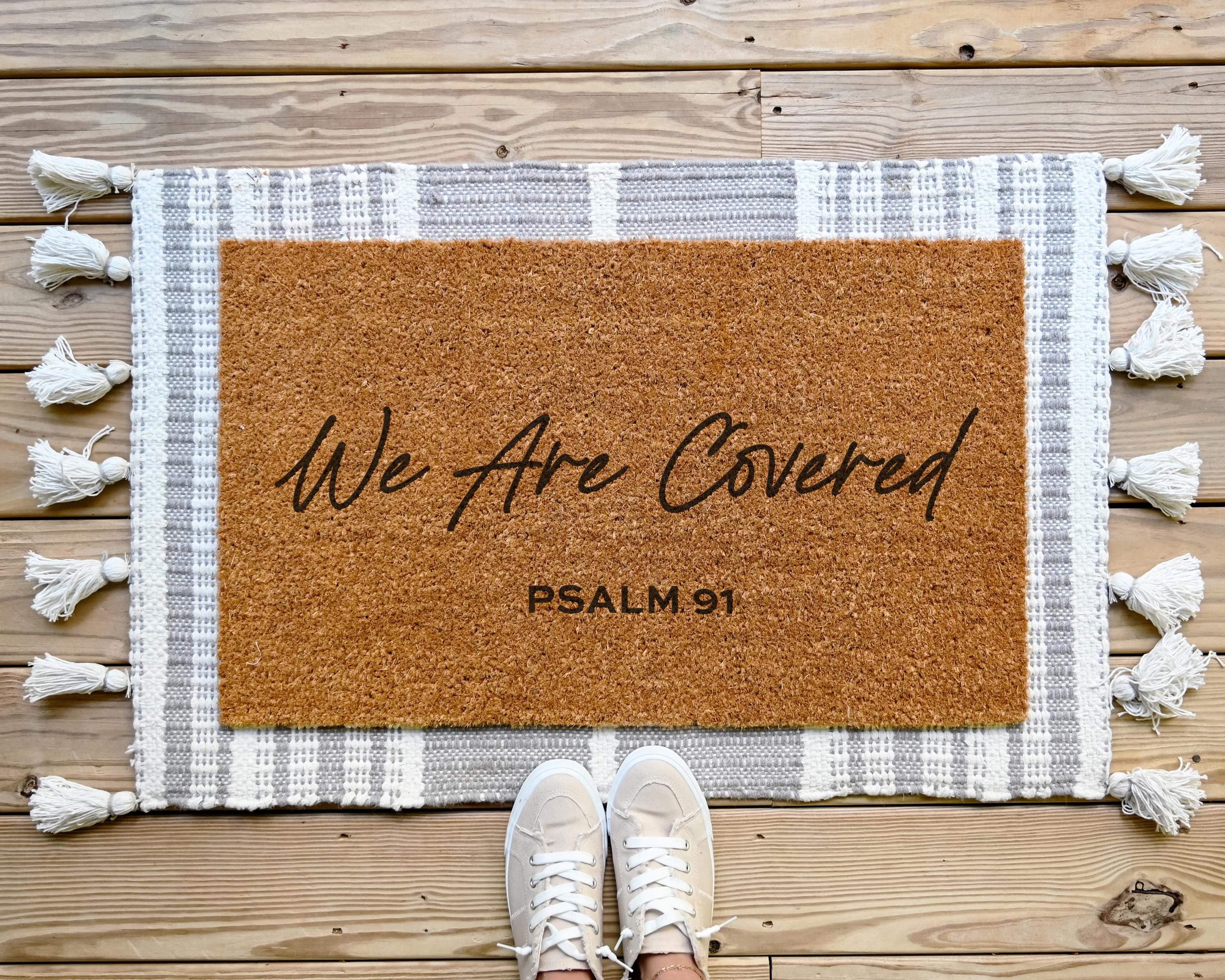 HamlinRowShop We Are Covered Psalm 91 Coir Doormat