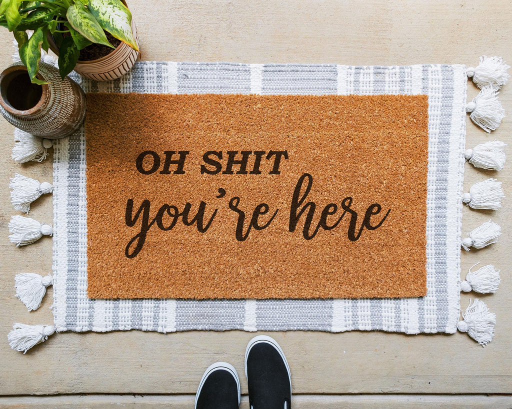 HamlinRowShop Oh Shit You're Here Coir Doormat Slip-Resistant 16x24in