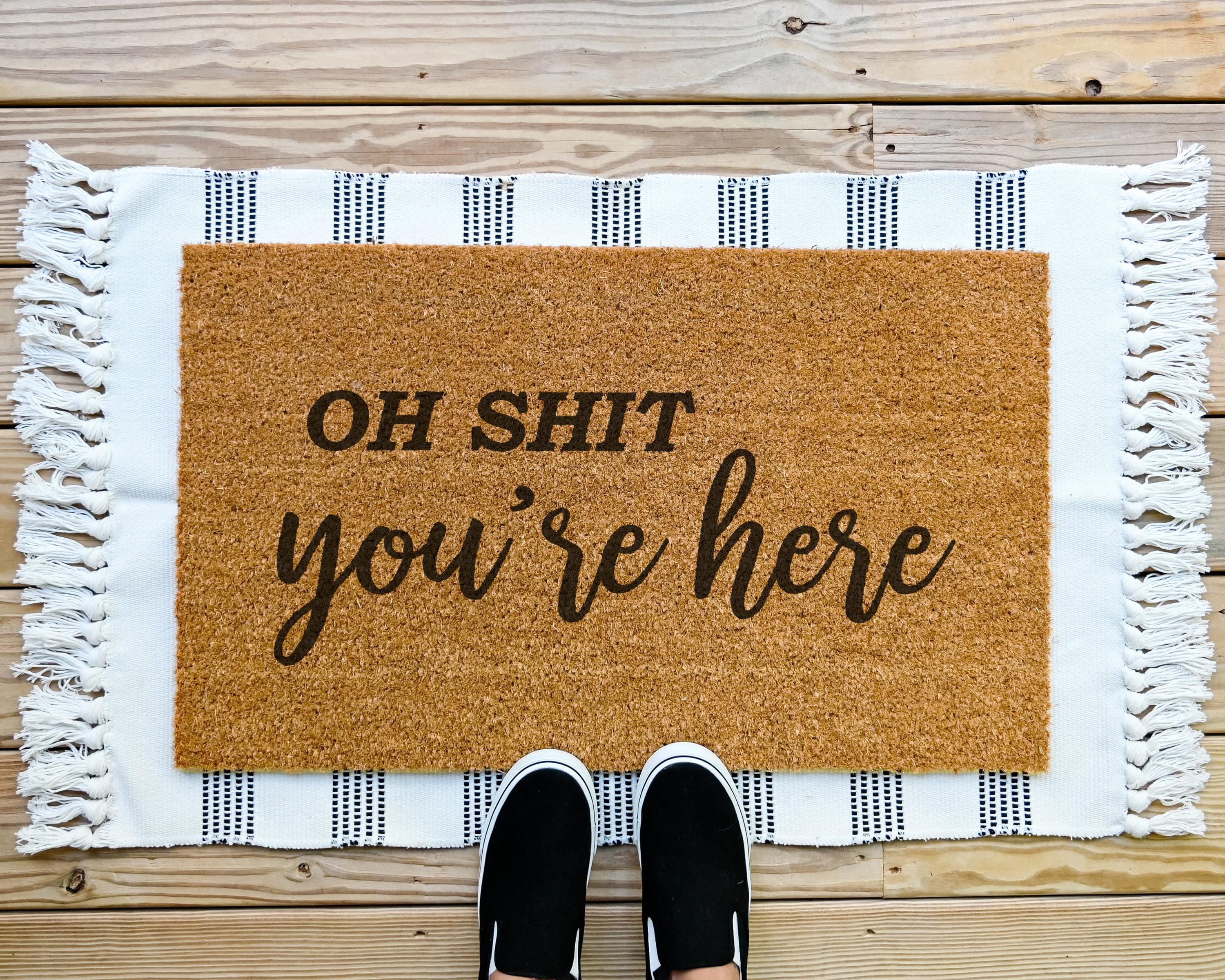 HamlinRowShop Oh Shit You're Here Coir Doormat Slip-Resistant 16x24in