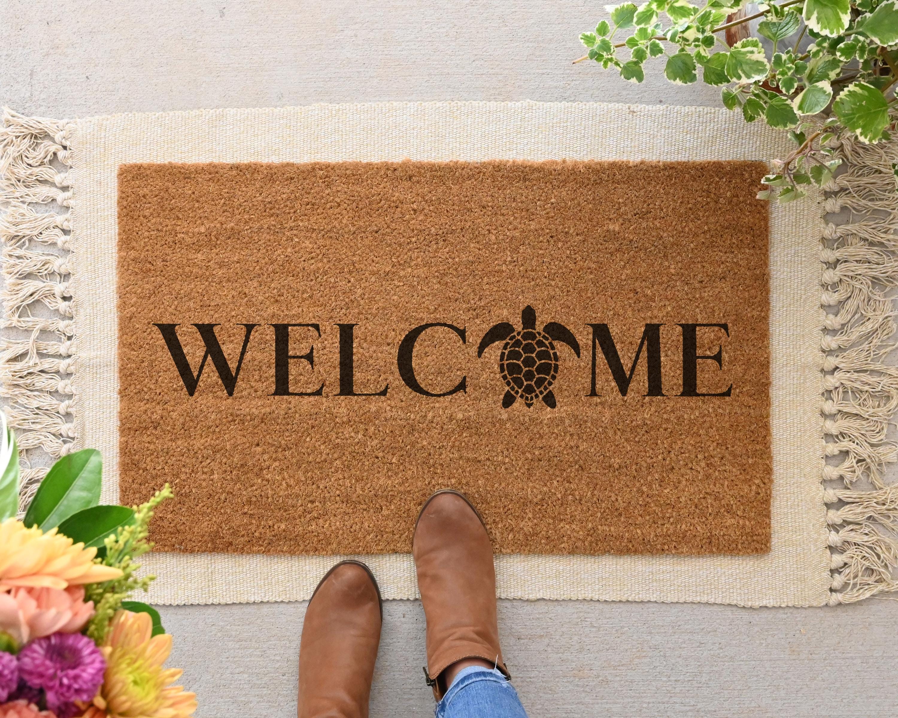 Turtle Welcome Coir Doormat: Beach House Decor