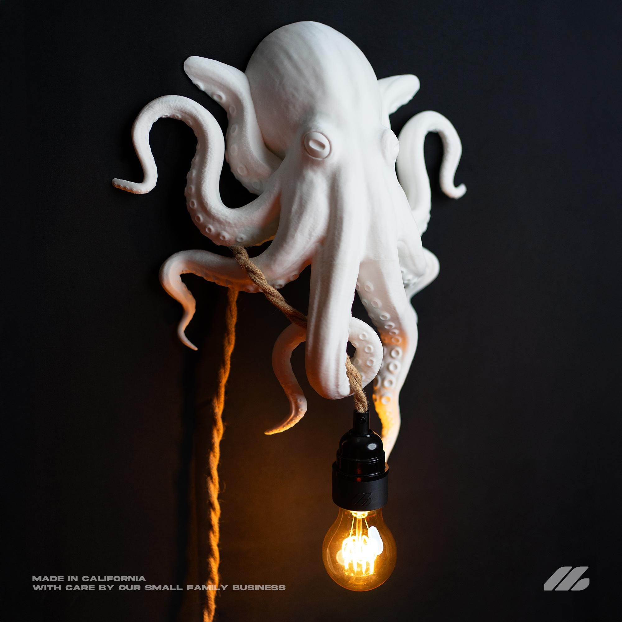 April16studio Octopus Wall Lamp Handcrafted Light Sculpture Sconce White