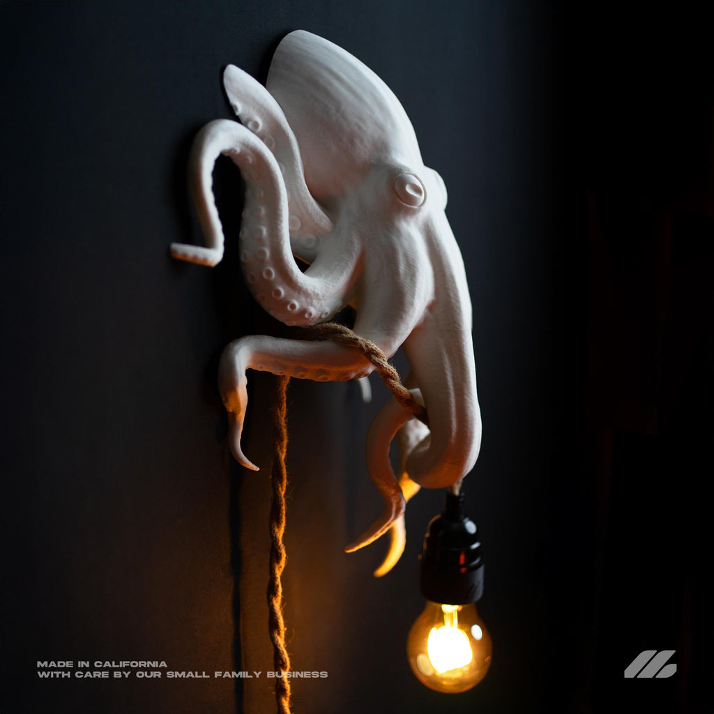 April16studio Octopus Wall Lamp Handcrafted Light Sculpture Sconce White