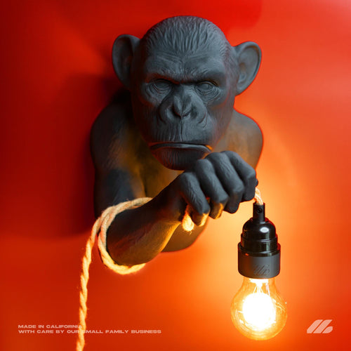 April16studio Monkey Wall Lamp 3D Printed Animal Sconce Matte Black