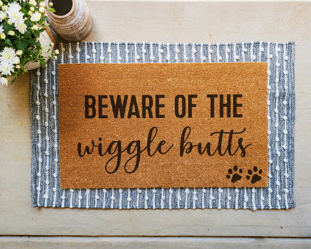 HamlinRowShop Wiggle Butts Coir Doormat Beware Of The Wiggle Butts