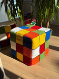 OrnnWorks Rubic Cube Tufted Ottoman Pouf Cover Unstuffed Bohemian