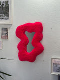 OrnnWorks Abstract Neon Pink Tufted Wall Mirror Fluffy Fiber Art