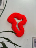 OrnnWorks Abstract Orange Neon Tufted Wall Mirror Handmade Fiber Art