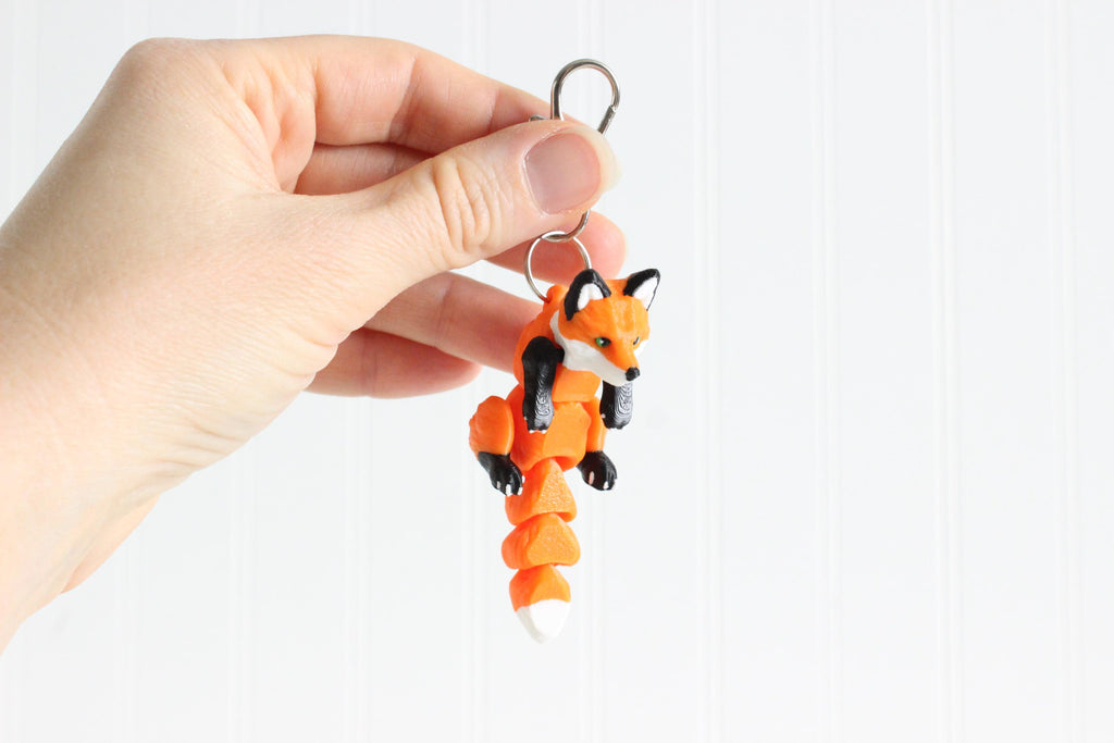 3D Printed Articulated Fox Keychain Animal Bag Charm