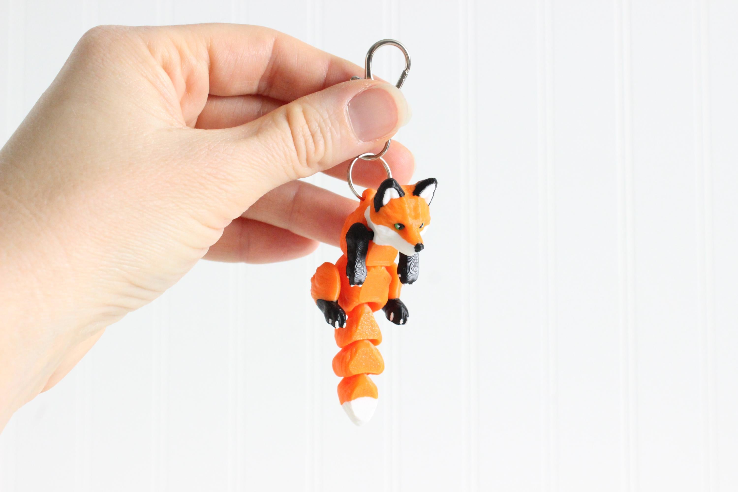 3D Printed Articulated Fox Keychain Animal Bag Charm