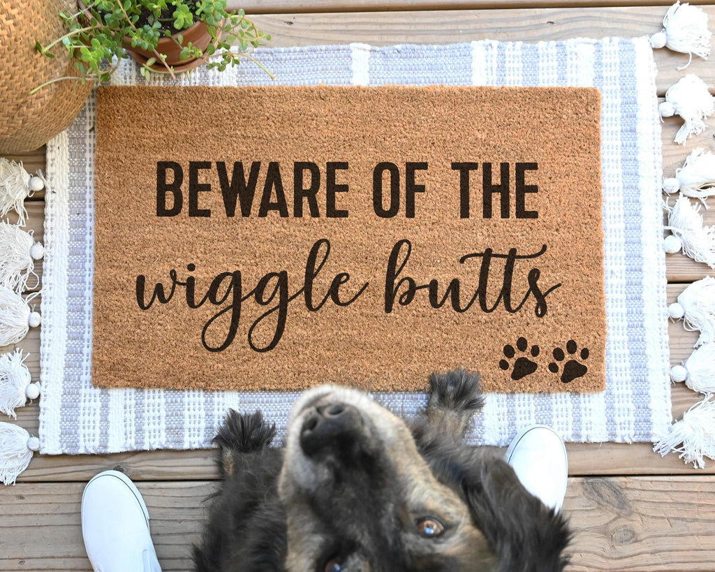 HamlinRowShop Wiggle Butts Coir Doormat Beware Of The Wiggle Butts
