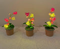 CrochetRecipe Handmade Tulip Mini Potted Plant Light Lamp 8in Pink