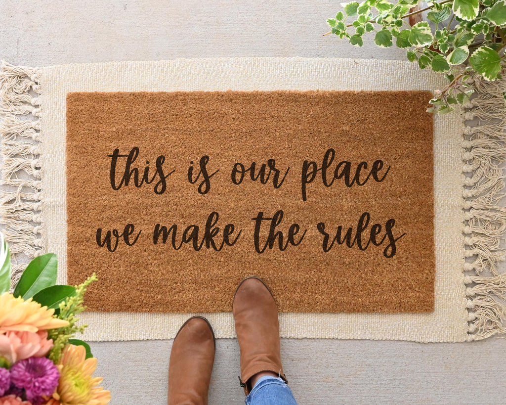 This Is Our Place Coir Doormat: Funny House Rules Welcome Mat