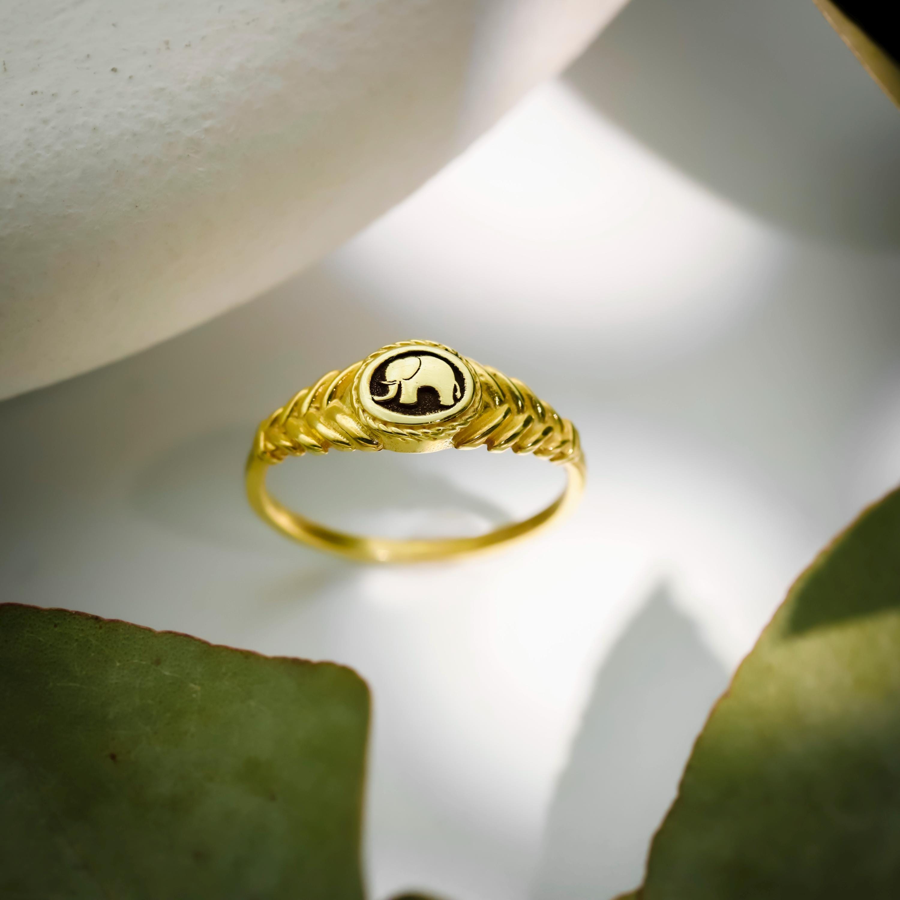 SilverGoldandRose Sterling Silver Elephant Ring Good Luck Charm 925