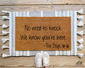 HamlinRowShop Funny Dog Doormat: "No Need to Knock" Coir Pet Mat 16x24in