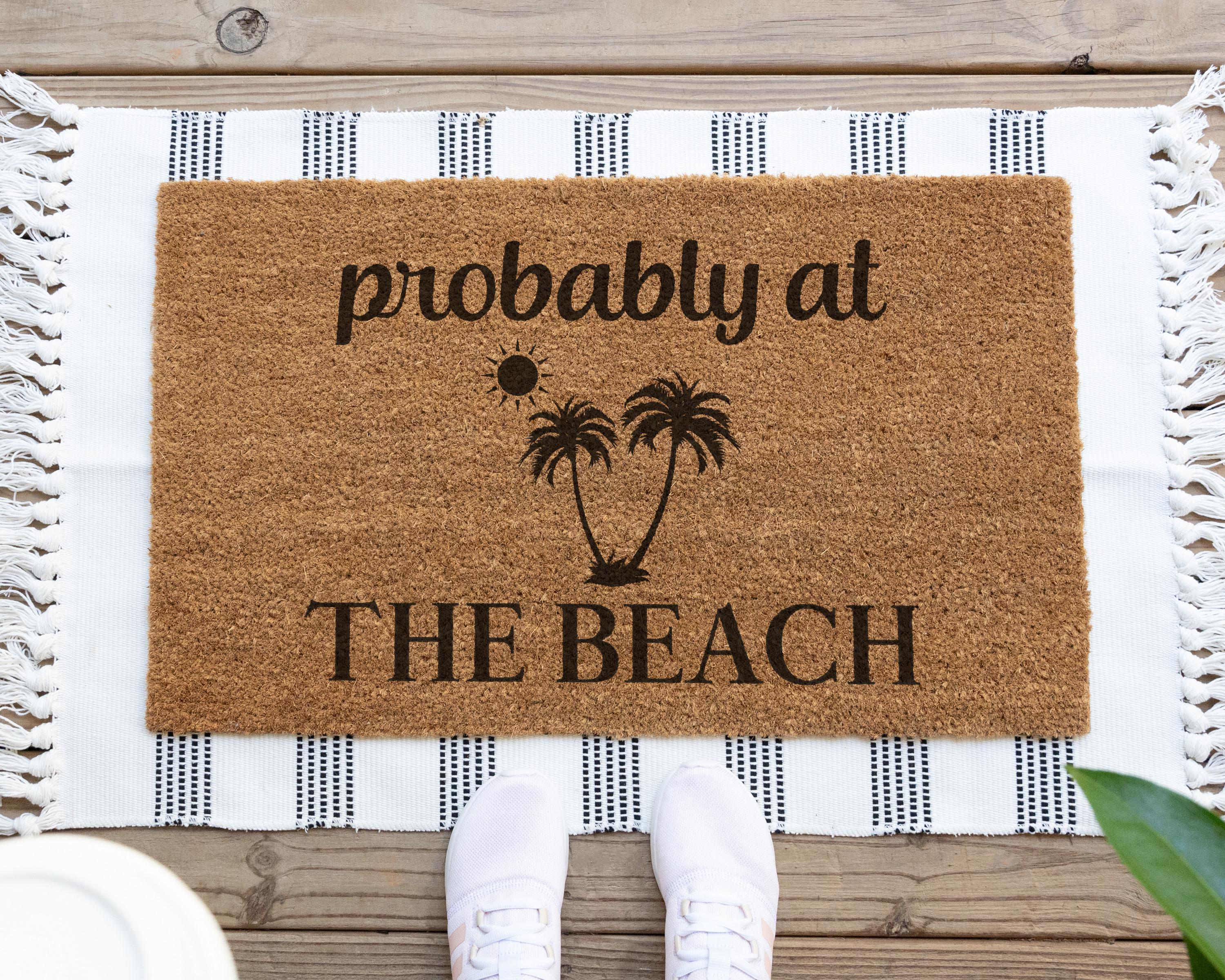HamlinRowShop Probably at the Lake Coir Doormat Funny Welcome Mat