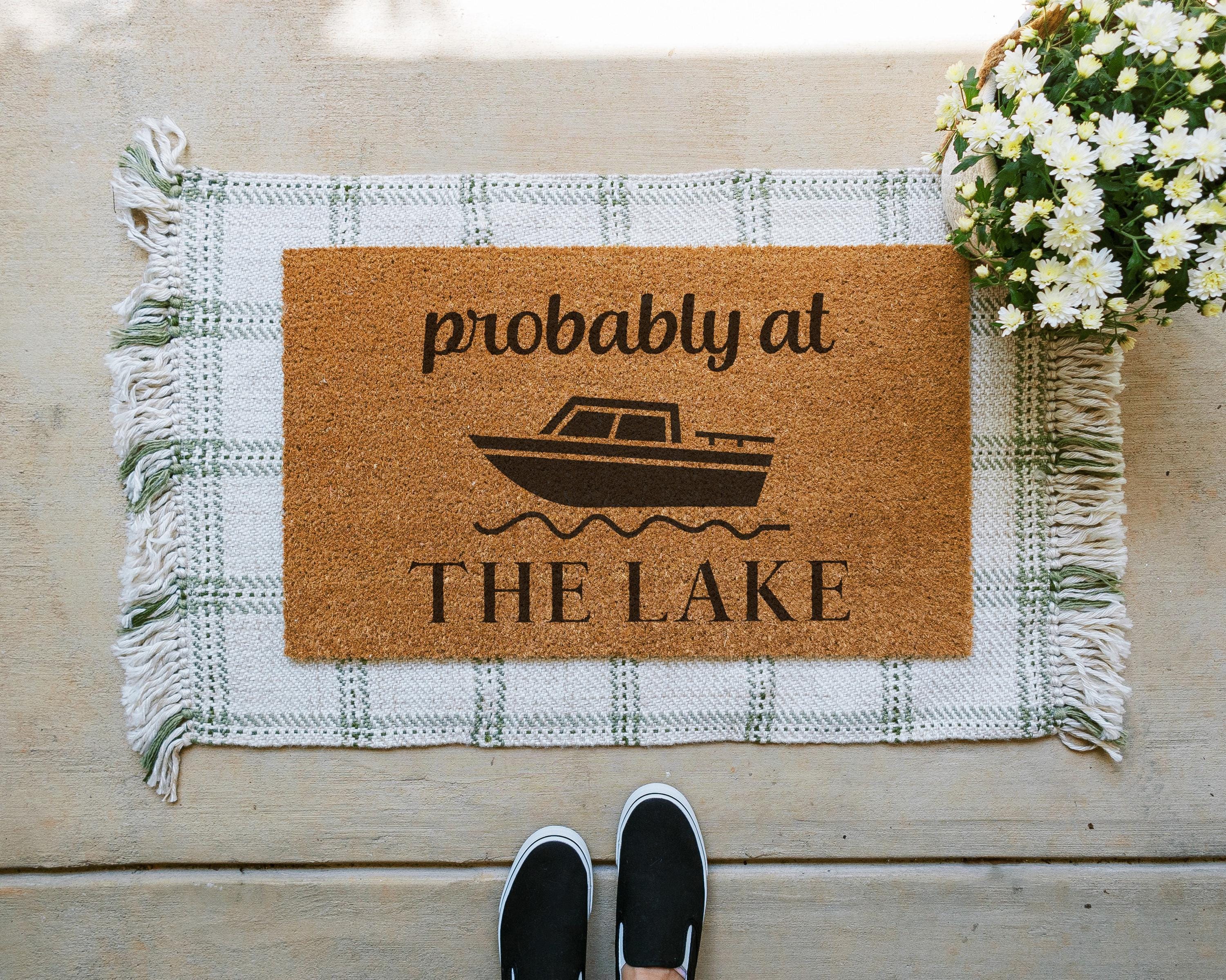 HamlinRowShop Probably at the Lake Coir Doormat Funny Welcome Mat