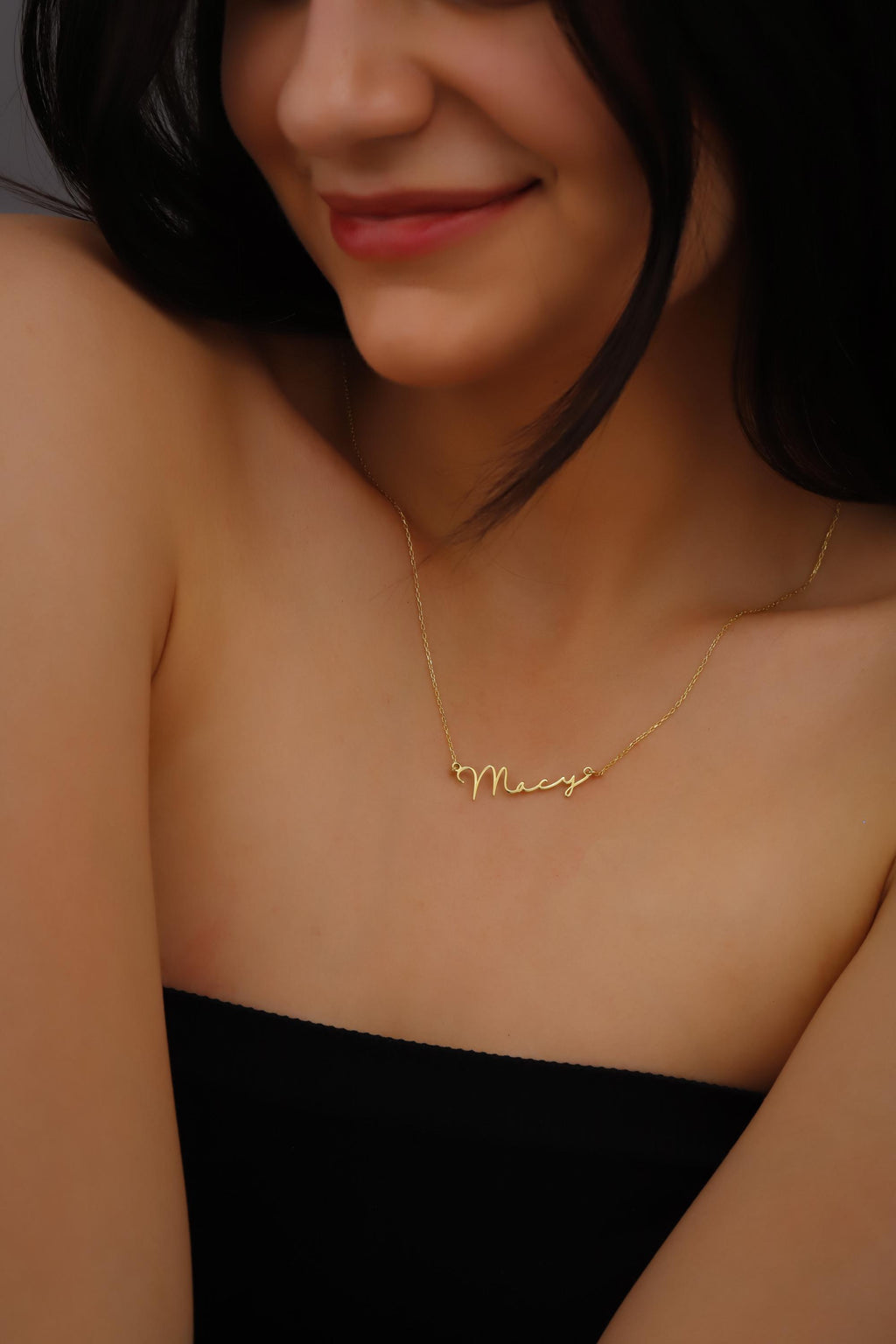 SilverGoldandRose 10K Solid Gold Name Necklace Personalized Dainty Jewelry