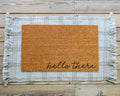 Hello There Natural Coir Doormat with Slip-Resistant Rubber Backing