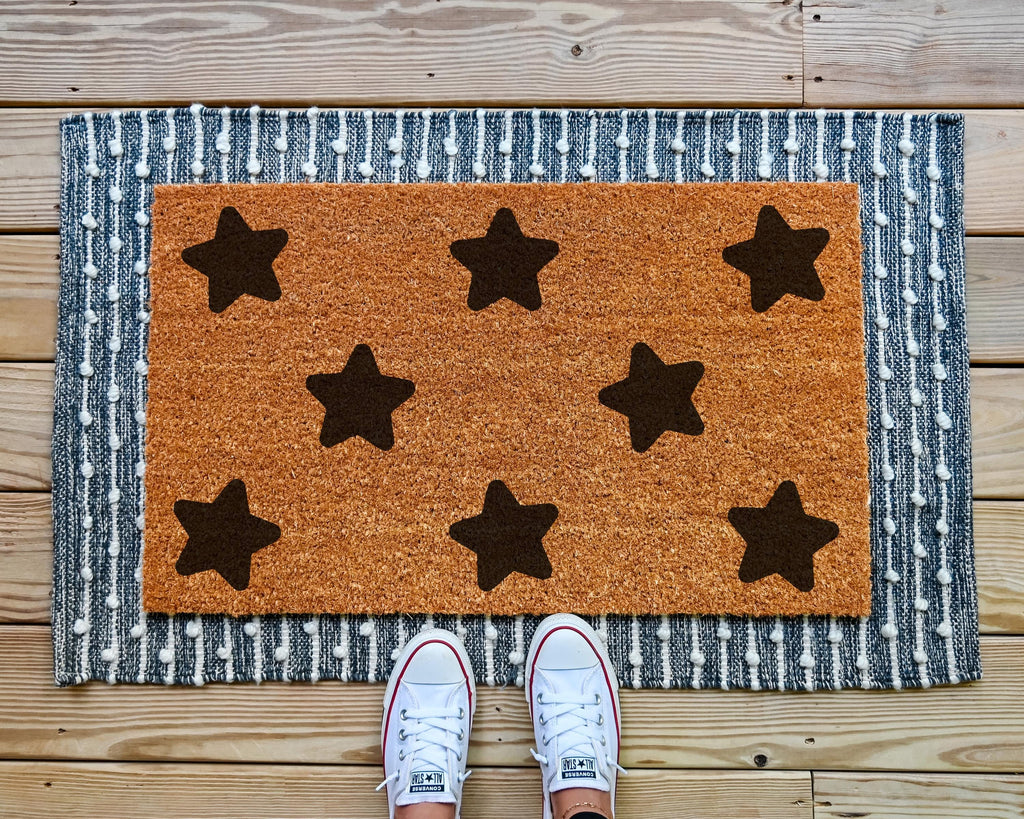 HamlinRowShop Star Pattern Coir Doormat Durable Welcome Mat for Entryway