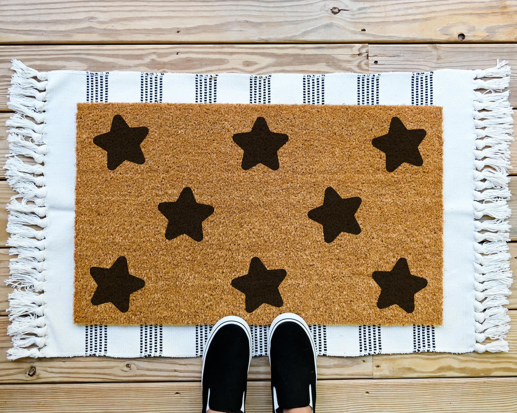HamlinRowShop Star Pattern Coir Doormat Durable Welcome Mat for Entryway