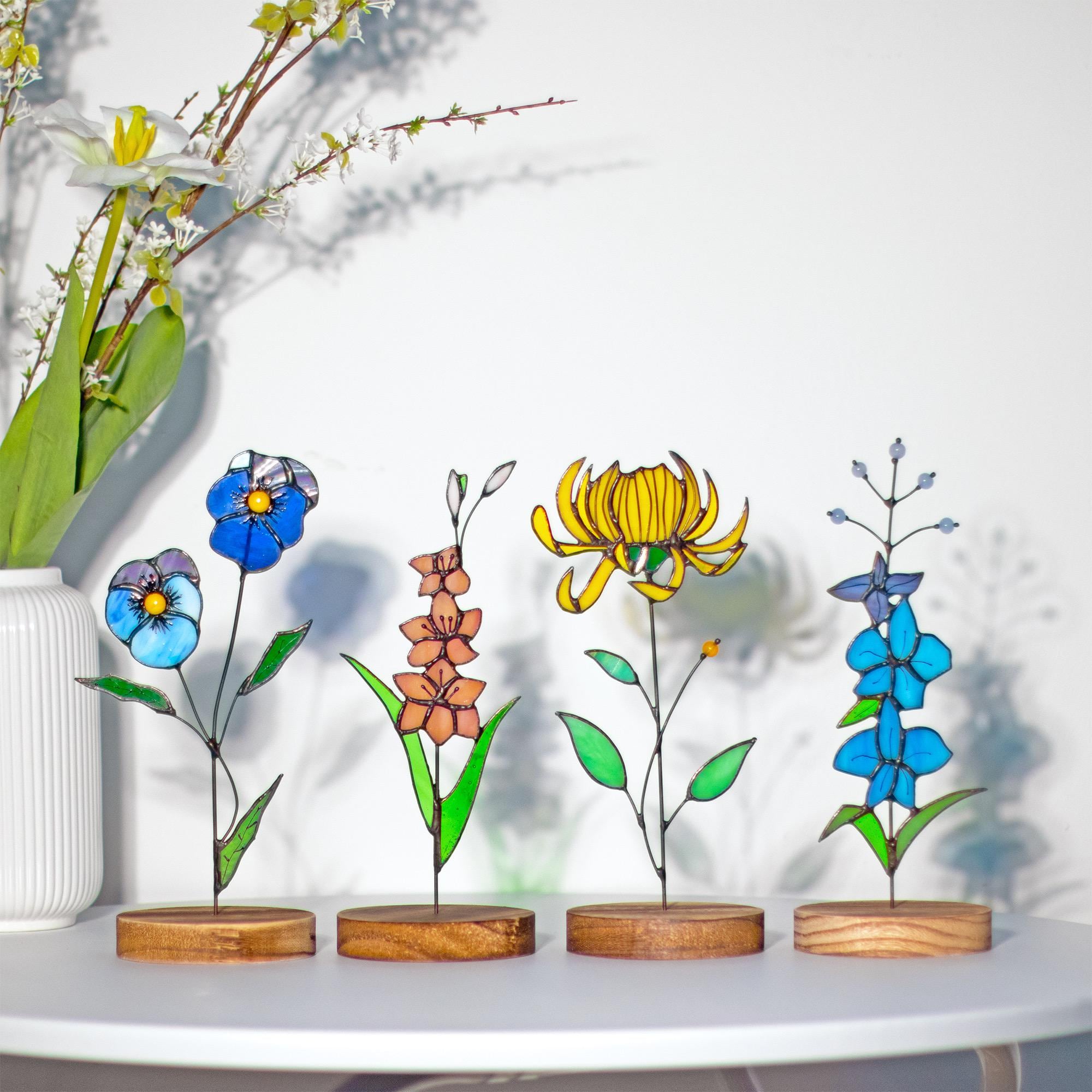 RainLine Personalized Birth Month Flower Stained Glass Suncatcher