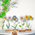 RainLine Custom Birth Flower Stained Glass Suncatcher with Wooden Base