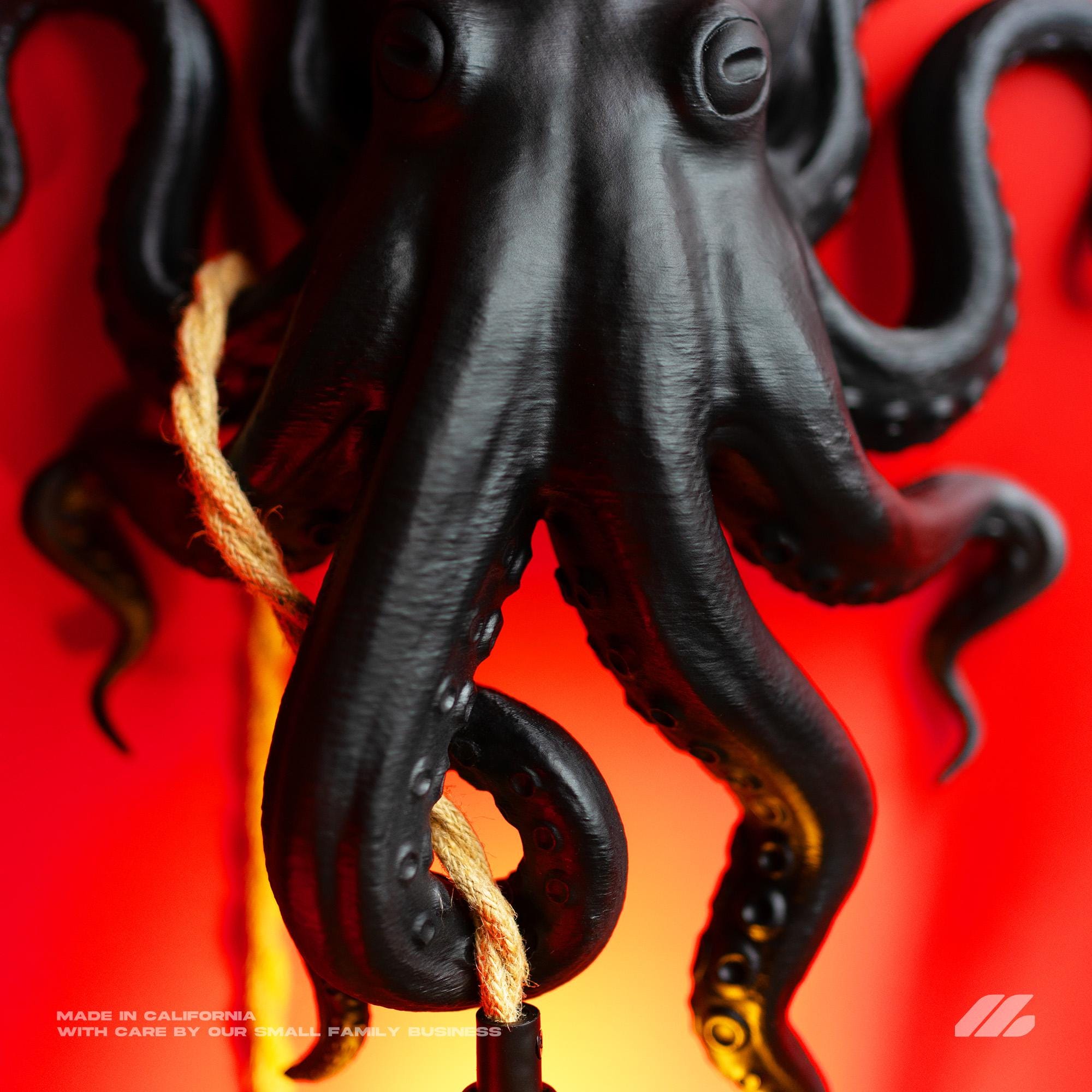 April16studio Black Octopus Wall Lamp 16in Matte Animal Art Sconce