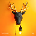 April16studio Deer Wall Lamp Handcrafted Wall Sconce Golden Antlers