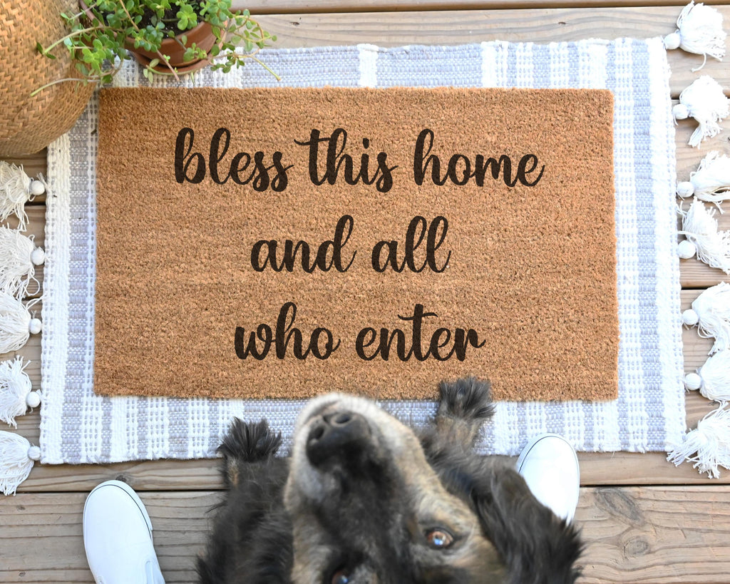 Bless This Home Coir Doormat Custom Housewarming Gift Outdoor Entry Mat