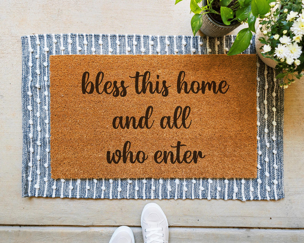 Bless This Home Coir Doormat Custom Housewarming Gift Outdoor Entry Mat